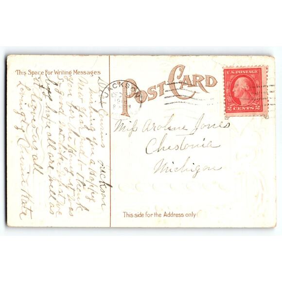 Vintage 1907-1915 New Year Lithograph Postcard Ring Out Oh Bells Divided Back - Picture 2 of 2